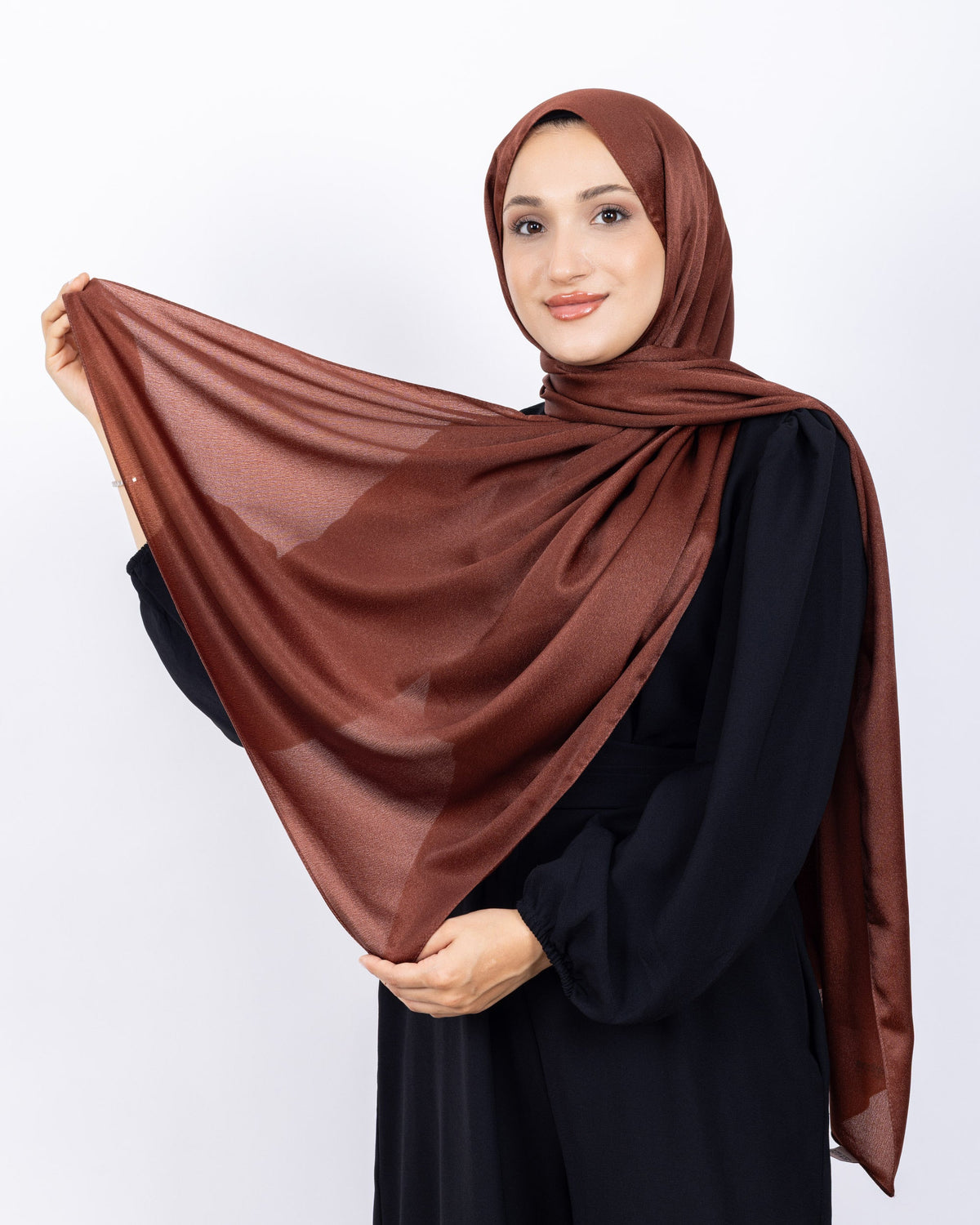 Düz Kristal Şal D019 Kiremit, düz desenli, 75 × 185 cm şal – görsel 3