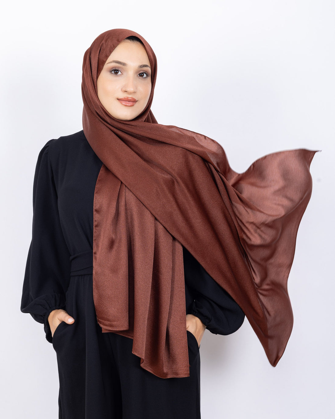 Düz Kristal Şal D019 Kiremit, düz desenli, 75 × 185 cm şal – görsel 1
