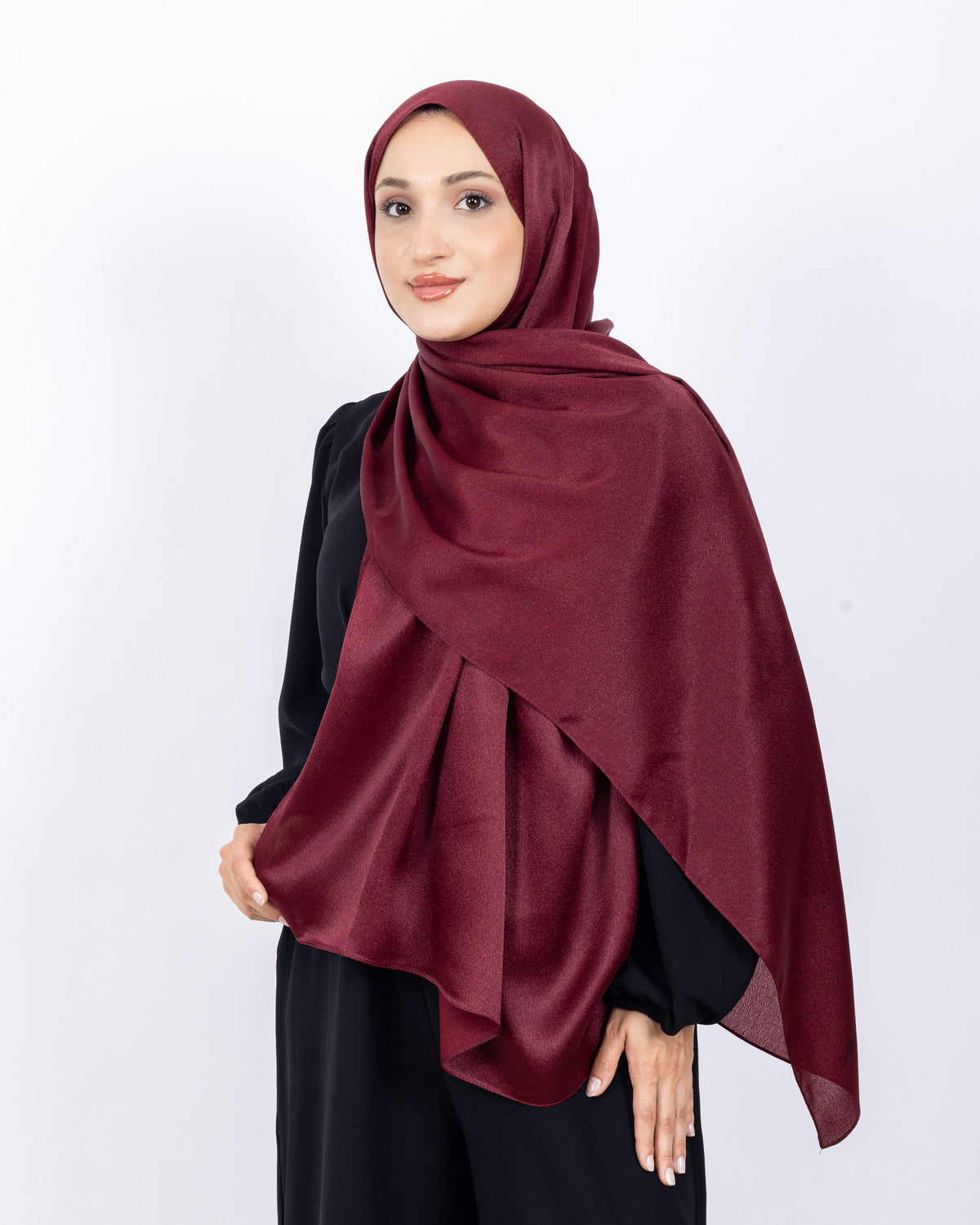 Düz Kristal Şal D019 Bordo, düz desenli, 75 × 185 cm şal – görsel 2