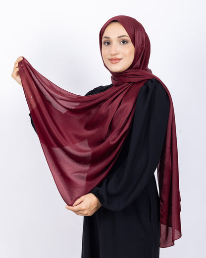 Düz Kristal Şal D019 Bordo, düz desenli, 75 × 185 cm şal – görsel 1