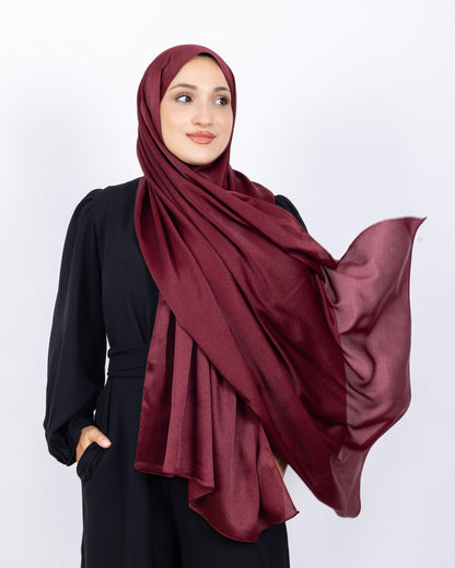 Düz Kristal Şal D019 Bordo, düz desenli, 75 × 185 cm şal – görsel 3