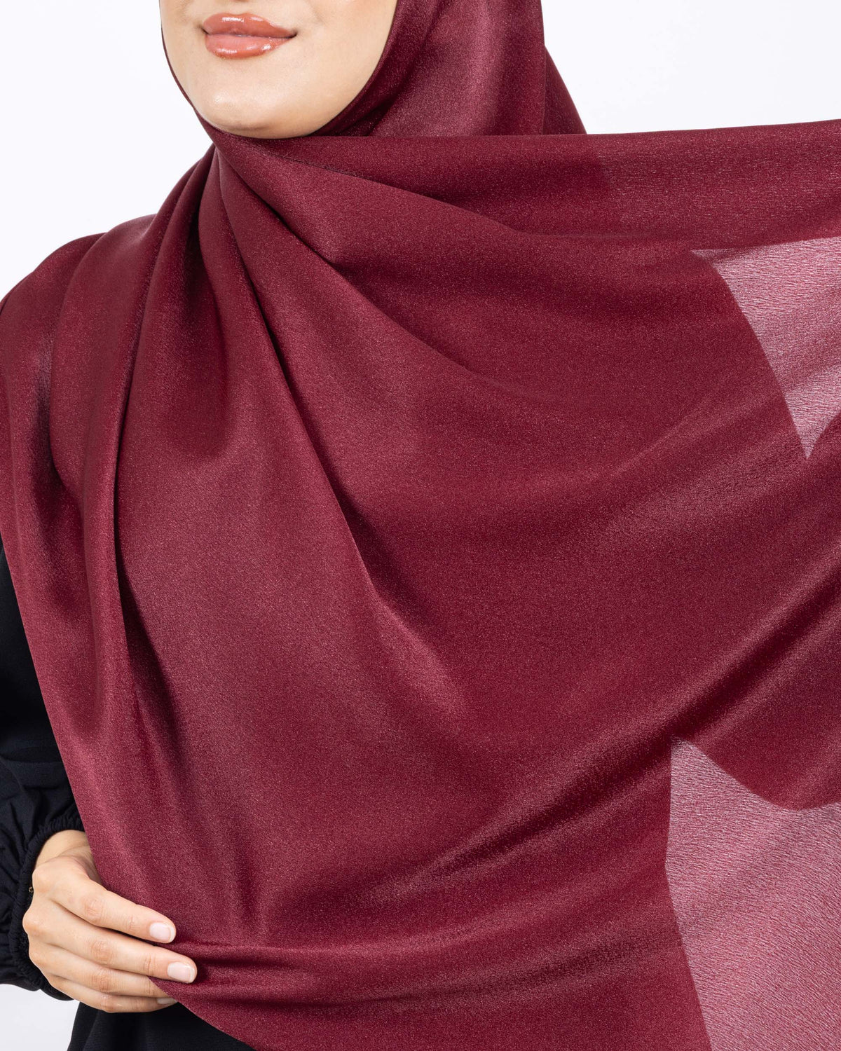 Düz Kristal Şal D019 Bordo, düz desenli, 75 × 185 cm şal – görsel 4