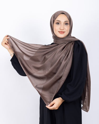 Düz Kristal Şal D019 Açık Kahve, düz desenli, 75 × 185 cm şal – görsel 2