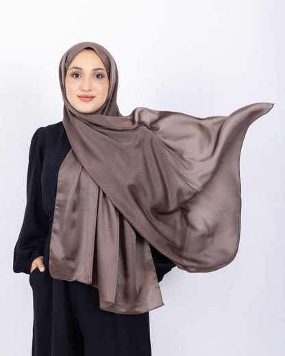 Düz Kristal Şal D019 Açık Kahve, düz desenli, 75 × 185 cm şal – görsel 3