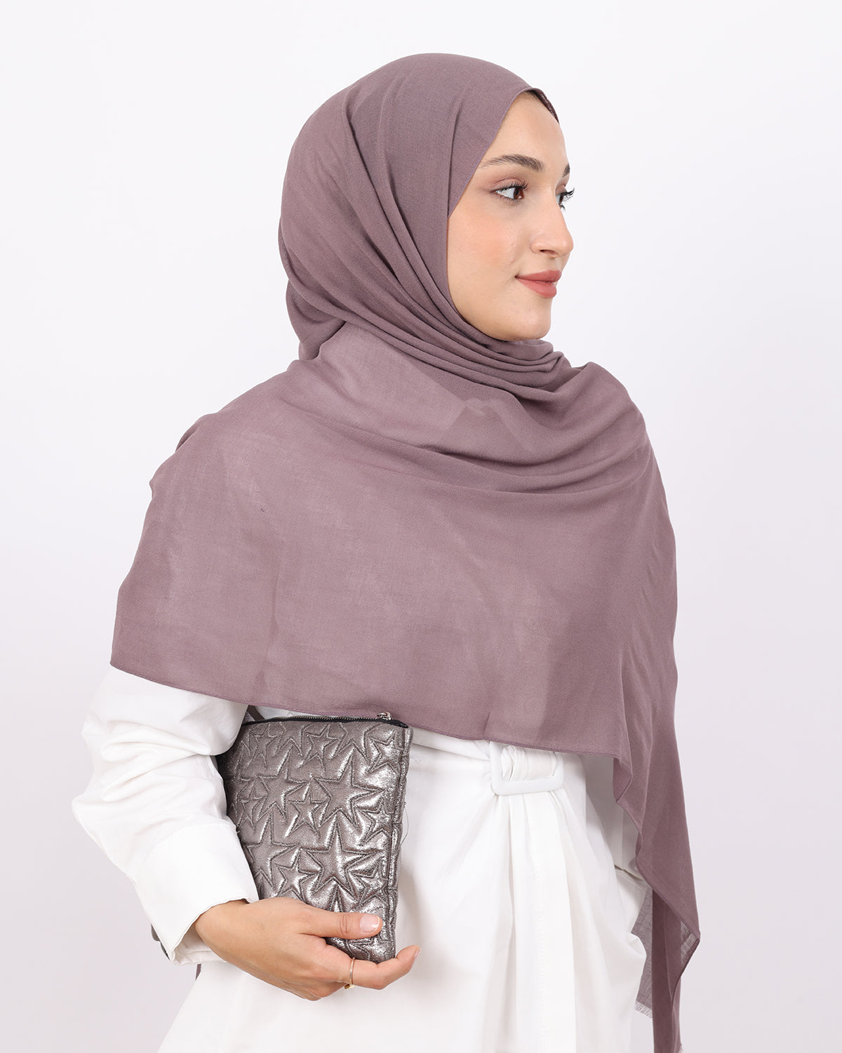 Organik Şal D056 Gül Kurusu, 75 × 185 cm şal – görsel 1