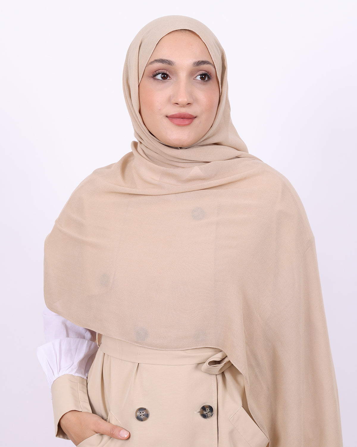 Organik Şal D056 Bej, 75 × 185 cm şal – görsel 2