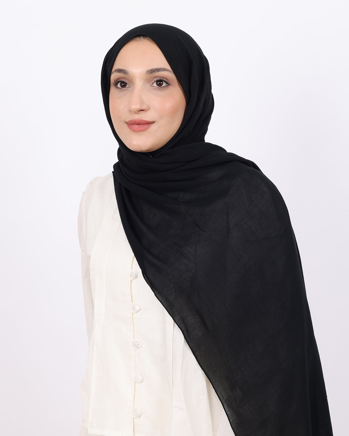 Organik Şal D056 Siyah, 75 × 185 cm şal – görsel 1