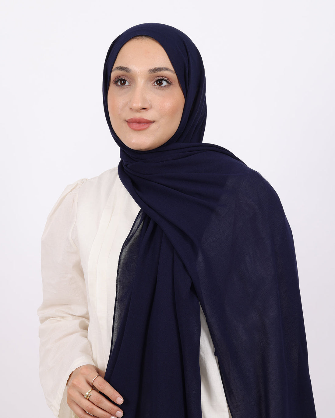 Organik Şal D056 Lacivert, 75 × 185 cm şal – görsel 1