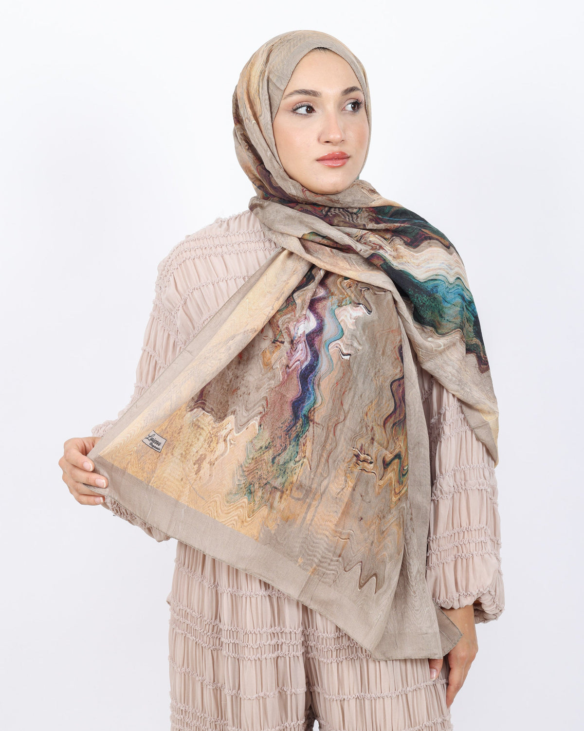 Soft Bambu Kraş Şal D045 Vizon, 75 × 185 cm şal – görsel 2