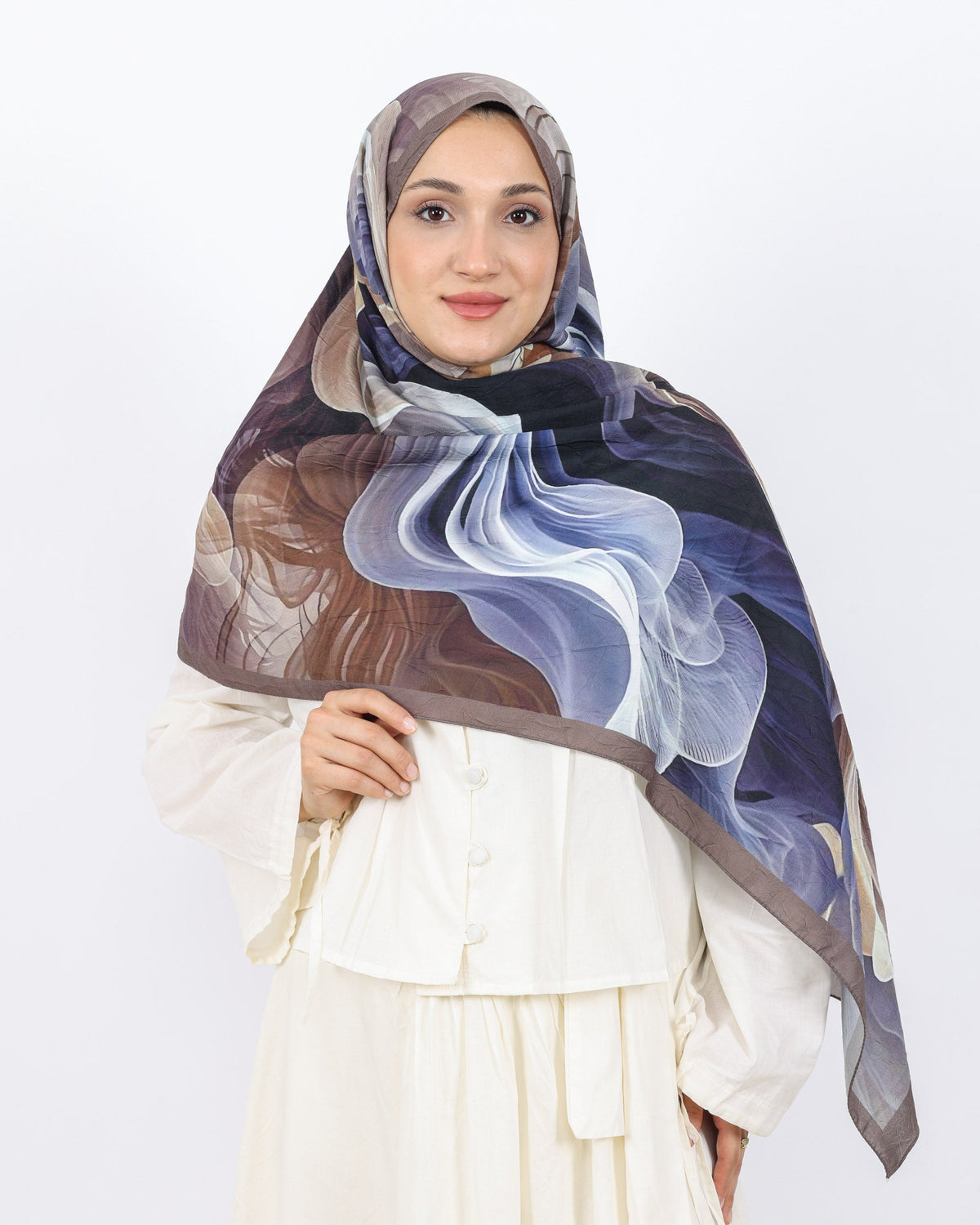 Soft Bambu Kraş Şal D052 Kahve, 75 × 185 cm şal – görsel 2