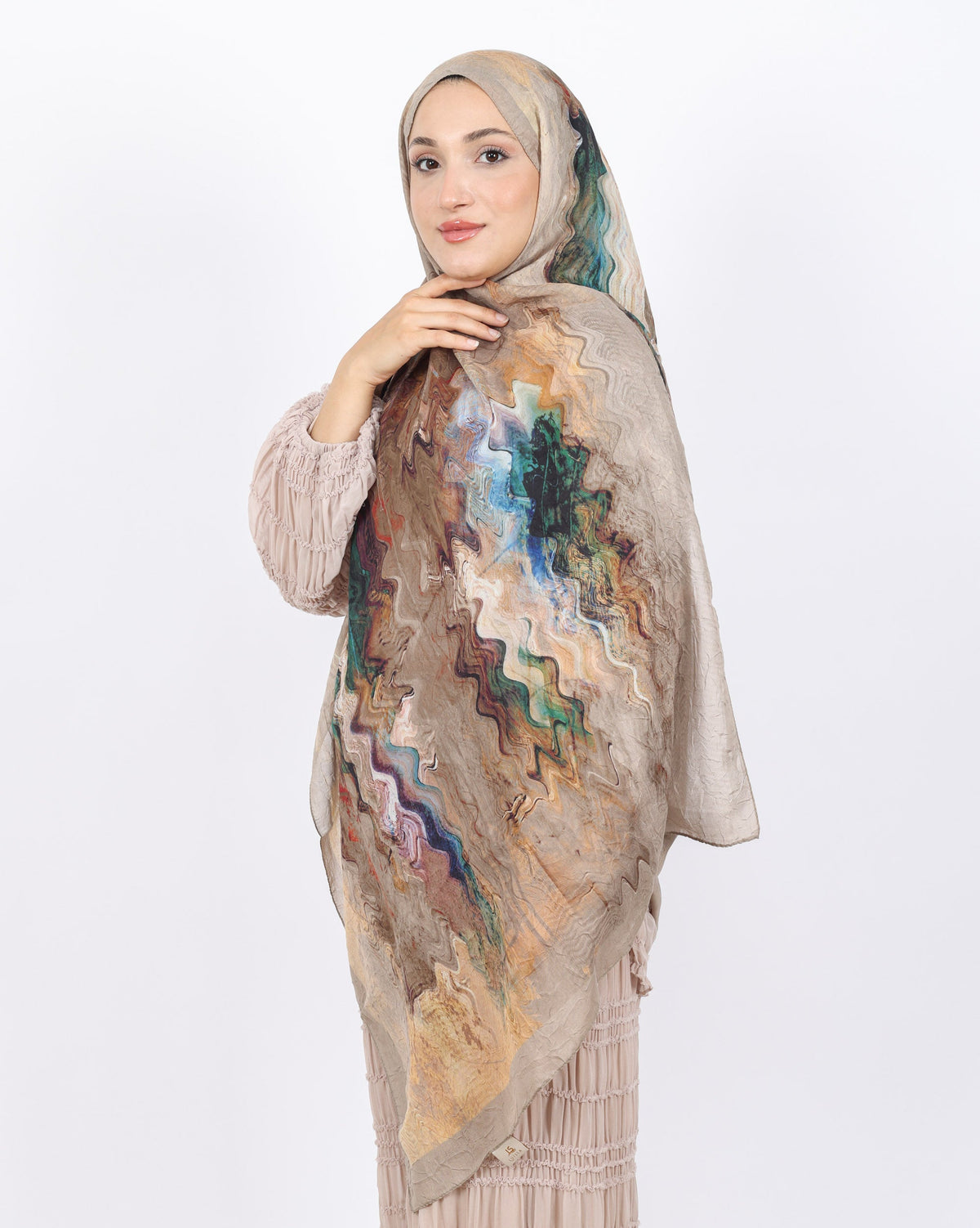 Soft Bambu Kraş Şal D045 Vizon, 75 × 185 cm şal – görsel 3