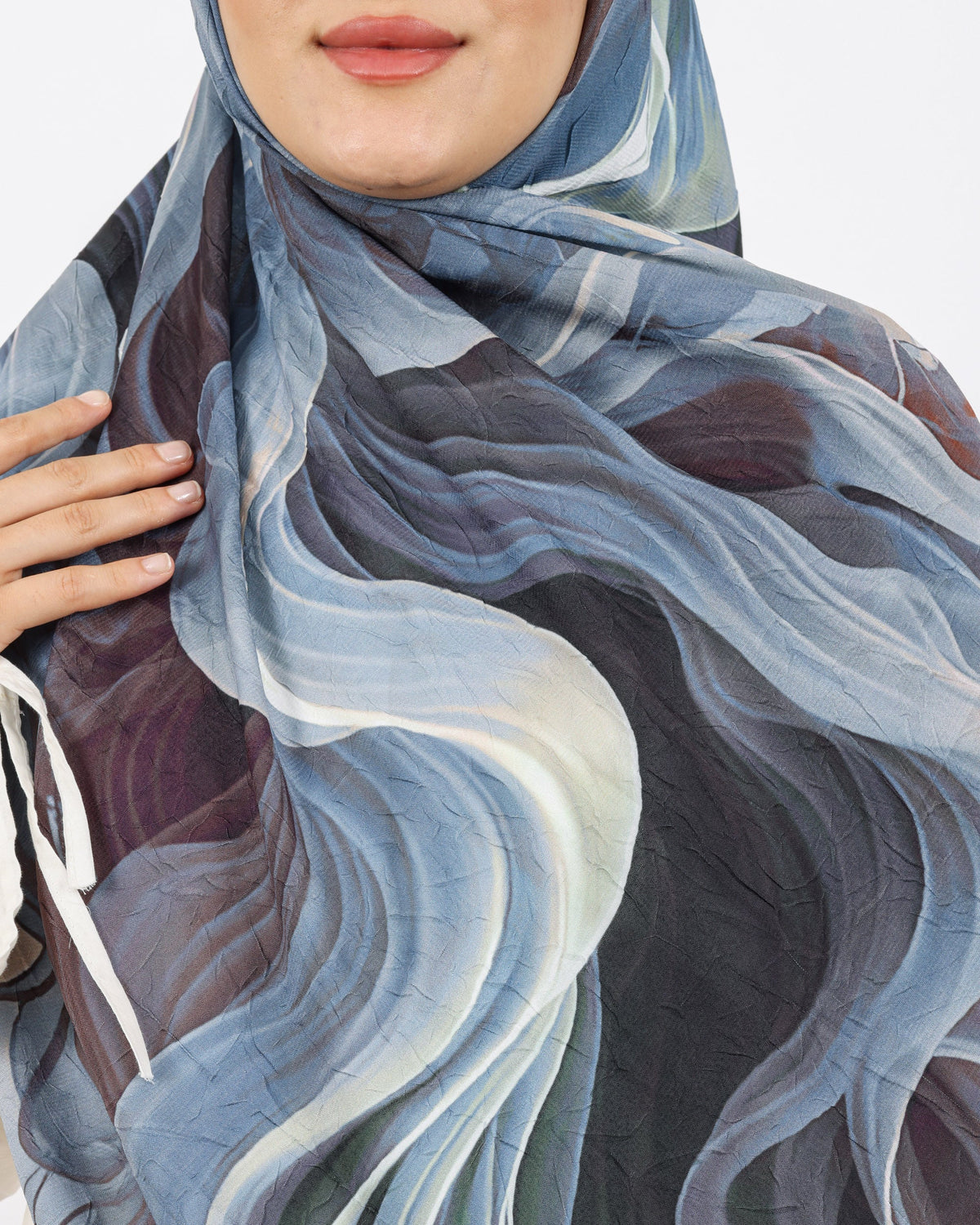 Soft Bambu Kraş Şal D052 Kahve-Mavi, 75 × 185 cm şal – görsel 4