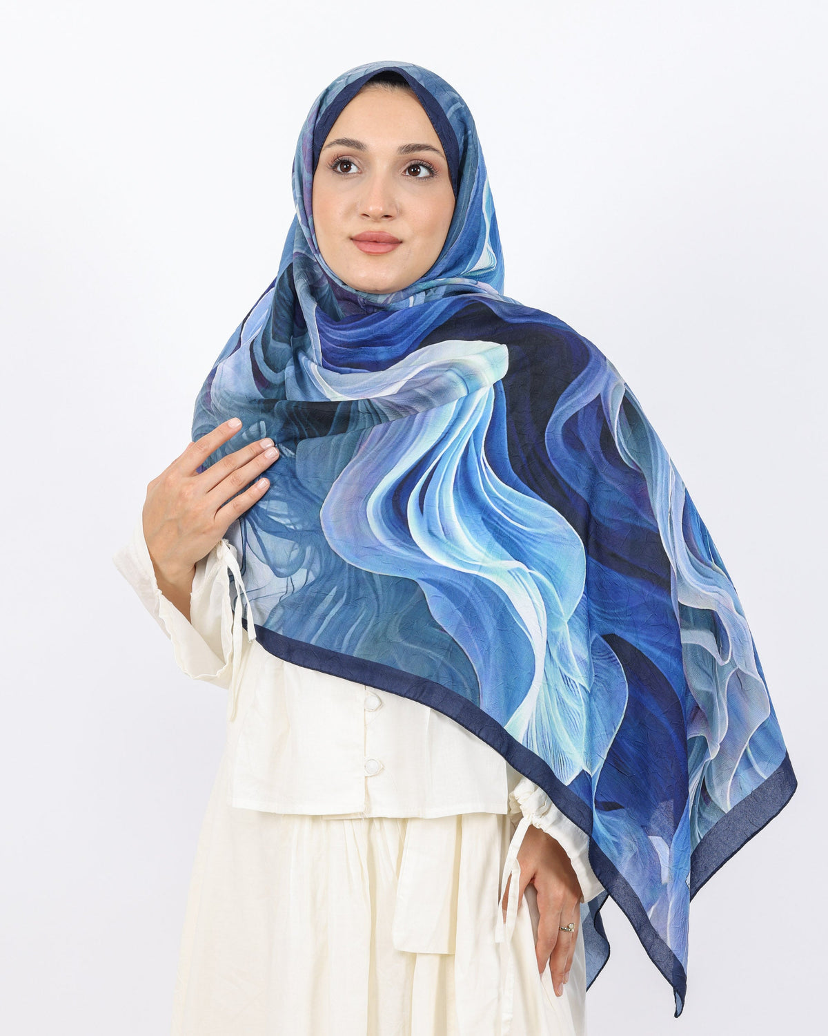Soft Bambu Kraş Şal D052 Lacivert, 75 × 185 cm şal – görsel 1