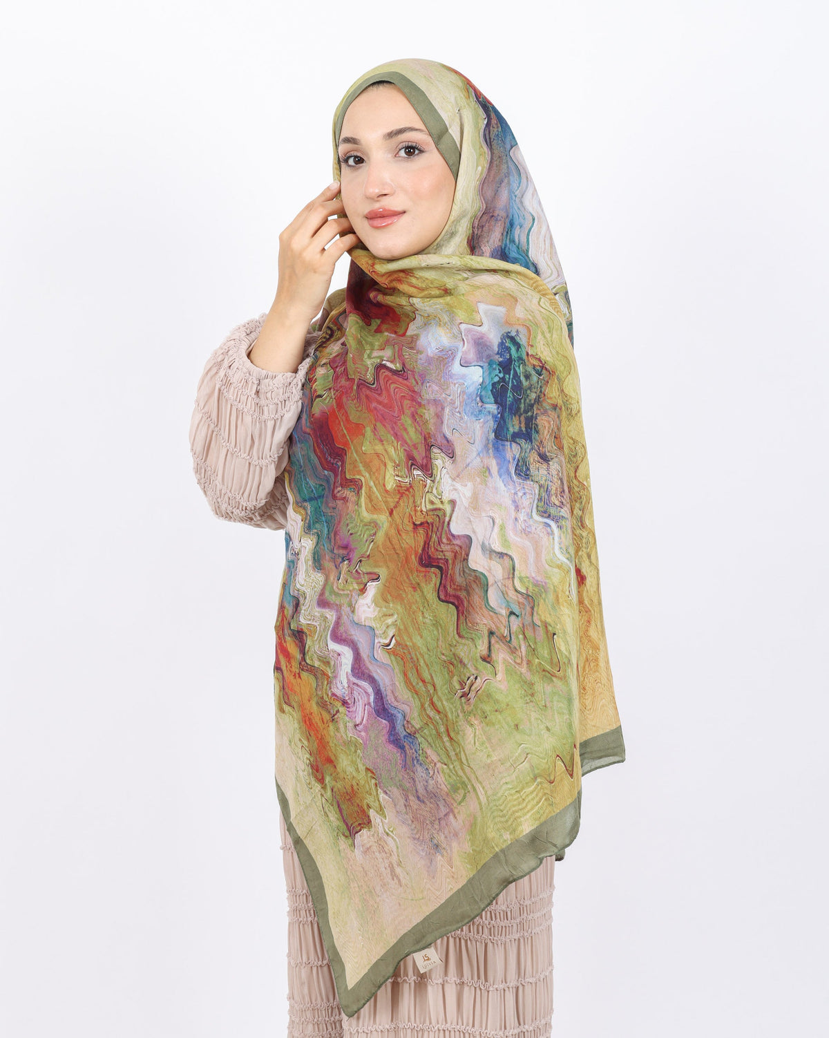 Soft Bambu Kraş Şal D045 Yeşil, 75 × 185 cm şal – görsel 3