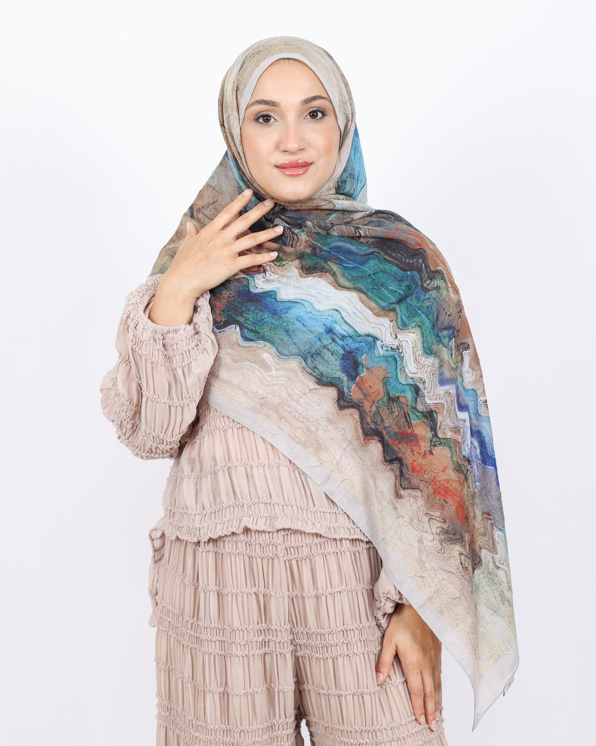 Soft Bambu Kraş Şal D045 Taş Rengi, 75 × 185 cm şal – görsel 2
