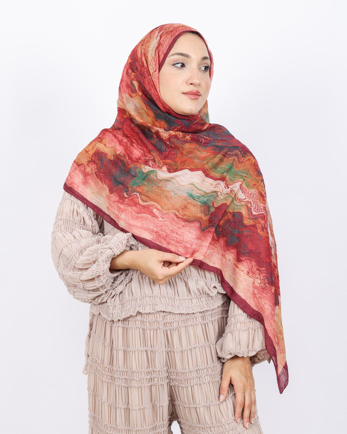Soft Bambu Kraş Şal D045 Bordo, 75 × 185 cm şal – görsel 2