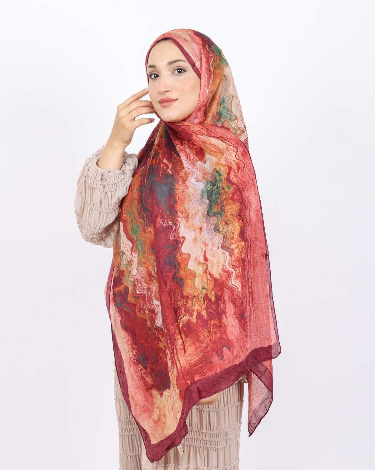 Soft Bambu Kraş Şal D045 Bordo, 75 × 185 cm şal – görsel 1