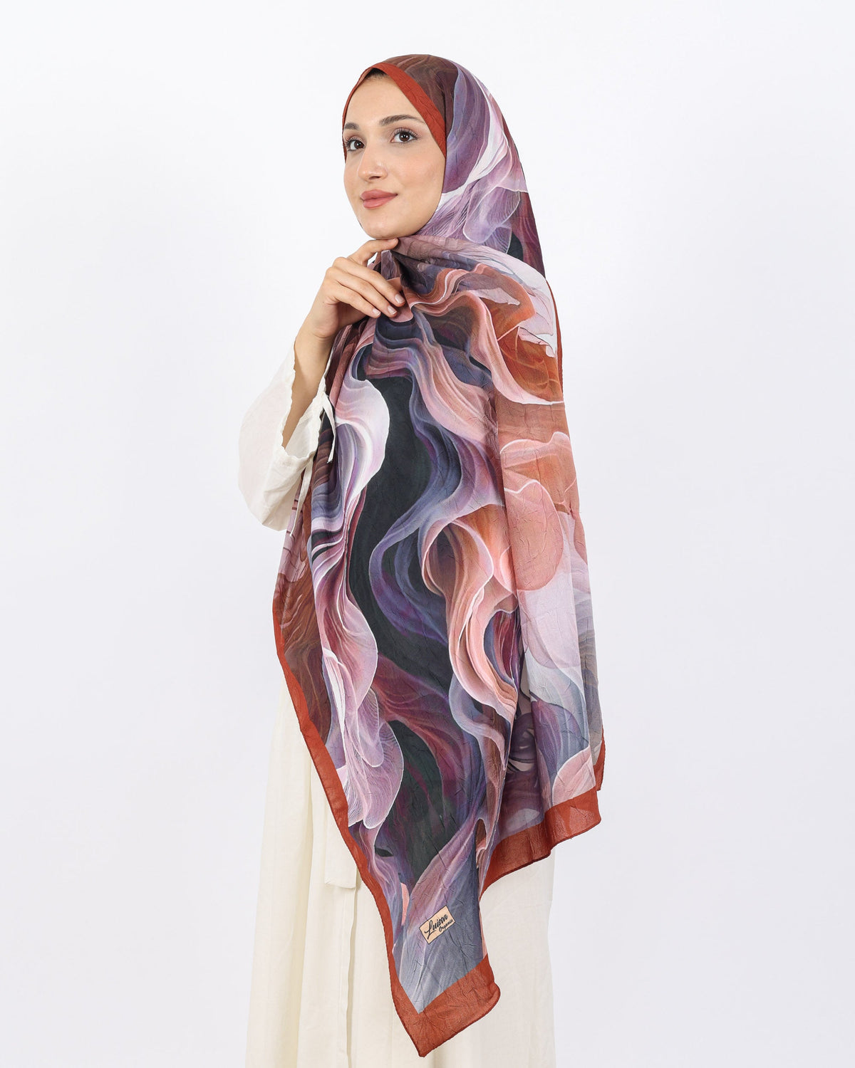Soft Bambu Kraş Şal D052 Kiremit, 75 × 185 cm şal – görsel 3