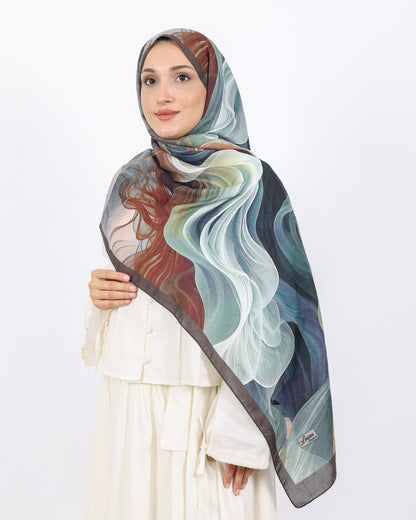 Soft Bambu Kraş Şal D052 Kahve-Yeşil, 75 × 185 cm şal – görsel 3
