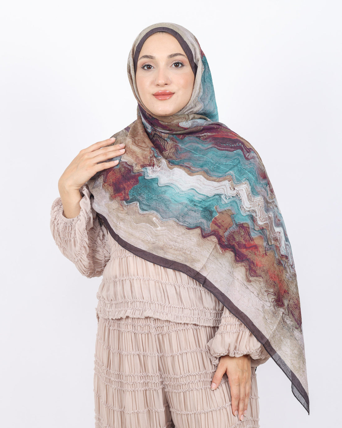 Soft Bambu Kraş Şal D045 Kahverengi, 75 × 185 cm şal – görsel 2