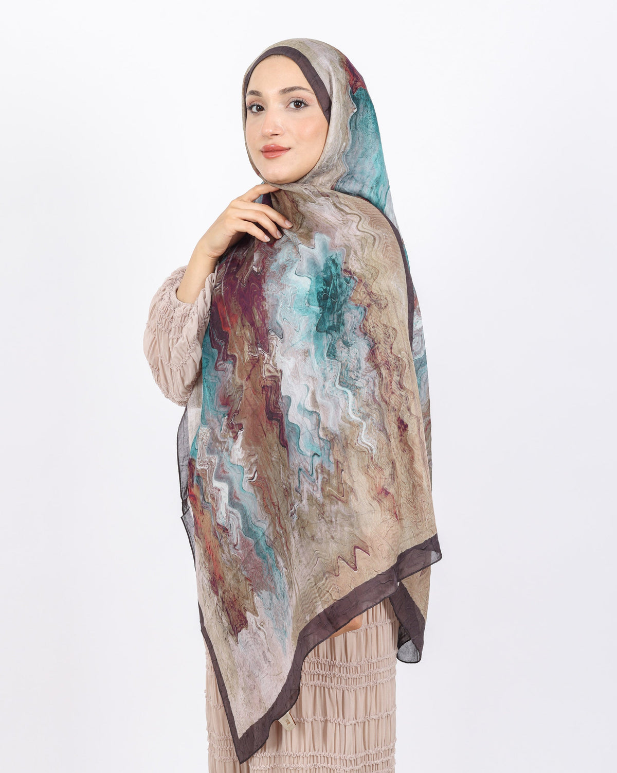 Soft Bambu Kraş Şal D045 Kahverengi, 75 × 185 cm şal – görsel 3