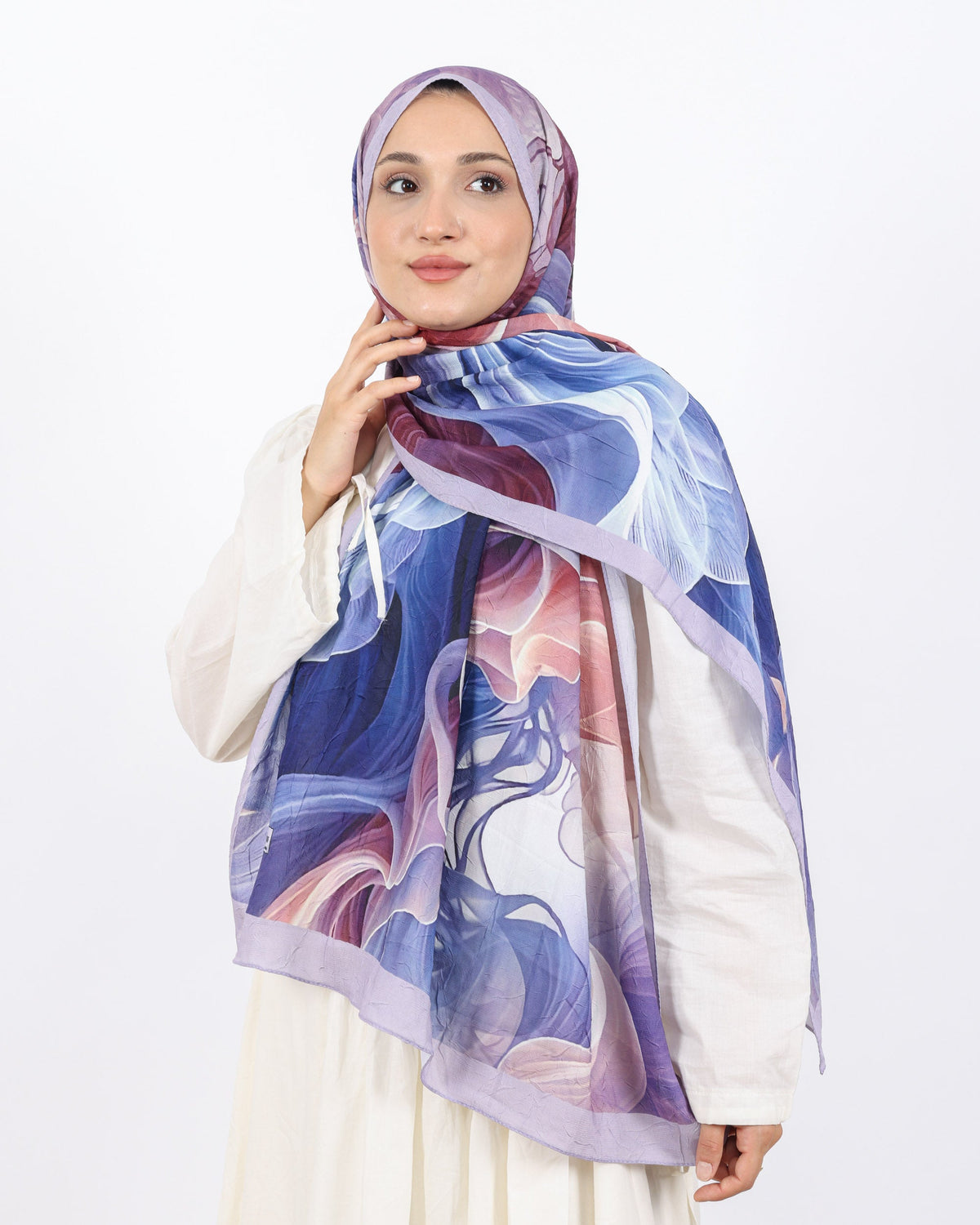 Soft Bambu Kraş Şal D052 Lila, 75 × 185 cm şal – görsel 2