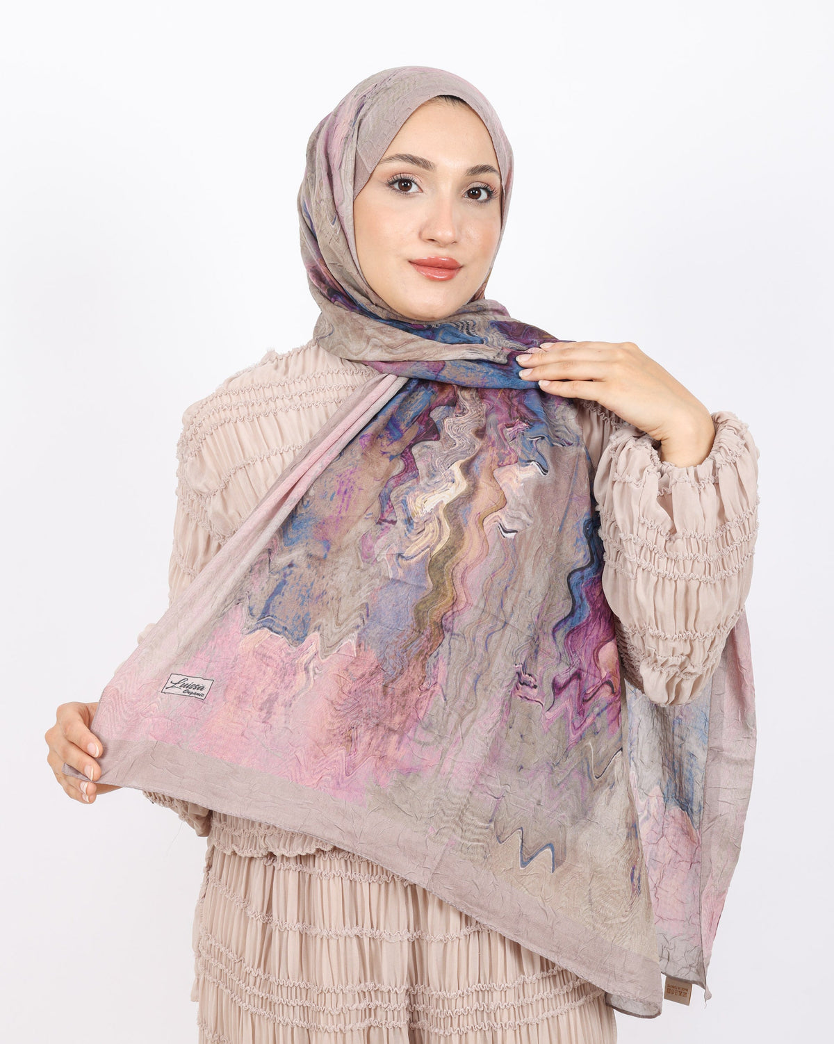 Soft Bambu Kraş Şal D045 Pudra, 75 × 185 cm şal – görsel 2