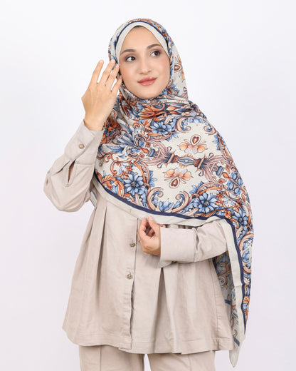 Soft Bambu Kraş Şal D040 Taş Rengi, çiçekli desenli, 75 × 185 cm şal – görsel 1