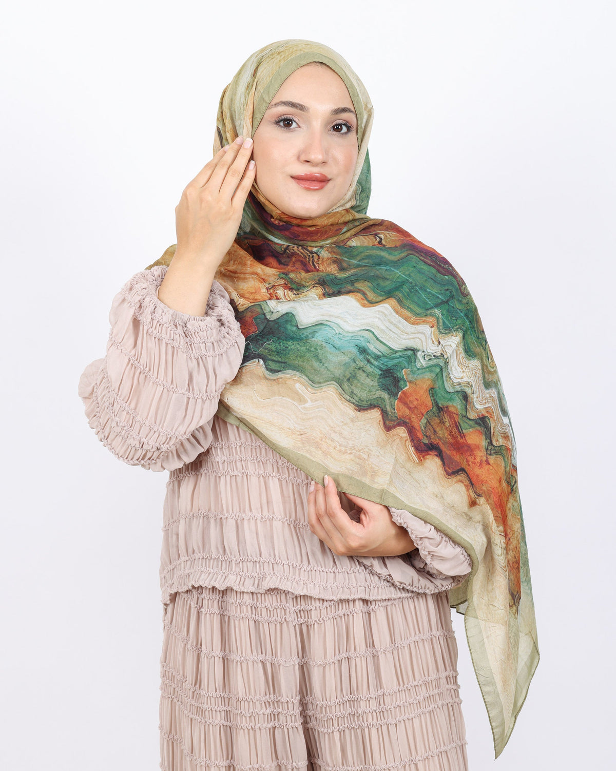 Soft Bambu Kraş Şal D045 Açık Yeşil, 75 × 185 cm şal – görsel 3