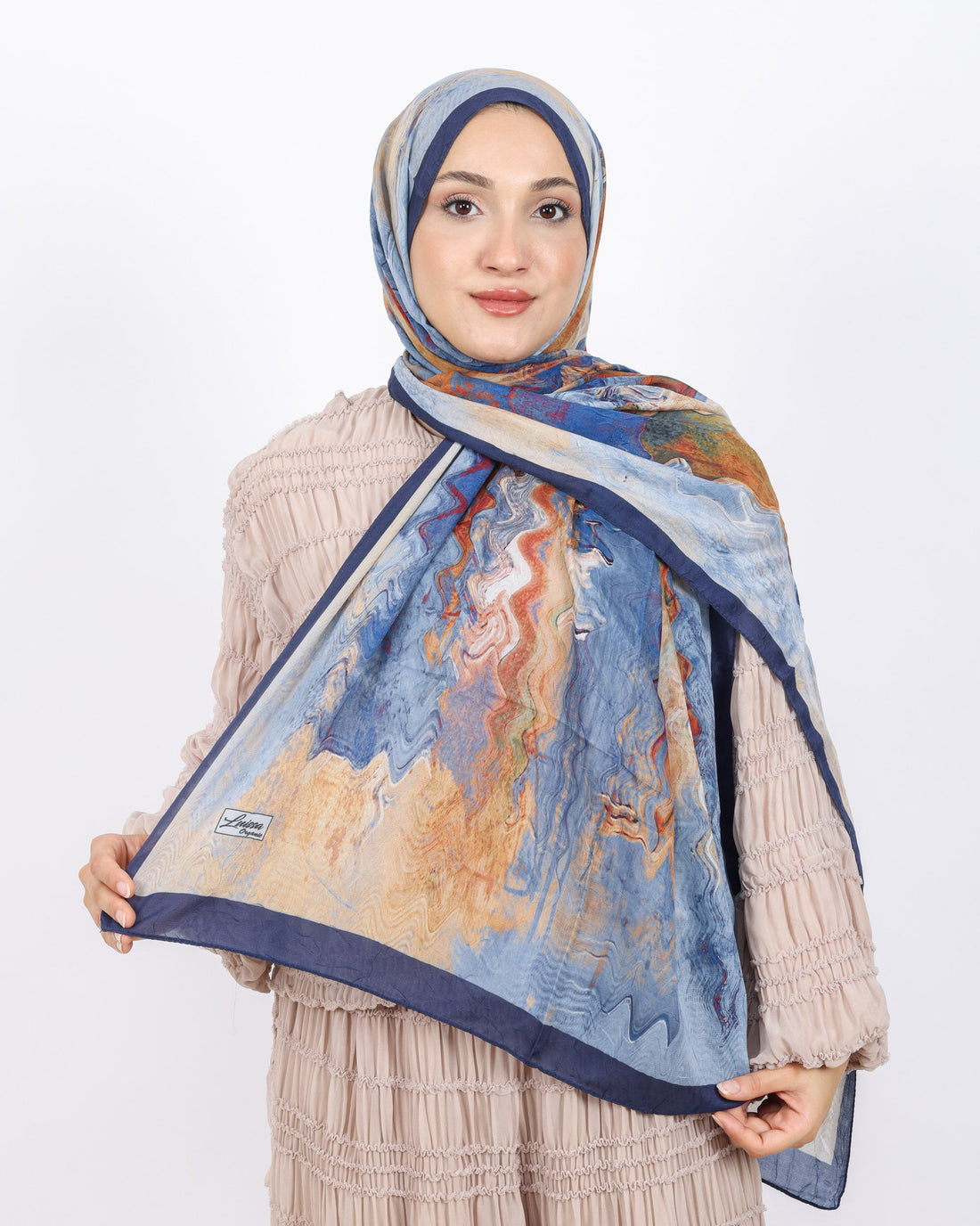 Soft Bambu Kraş Şal D045 Lacivert, 75 × 185 cm şal – görsel 2