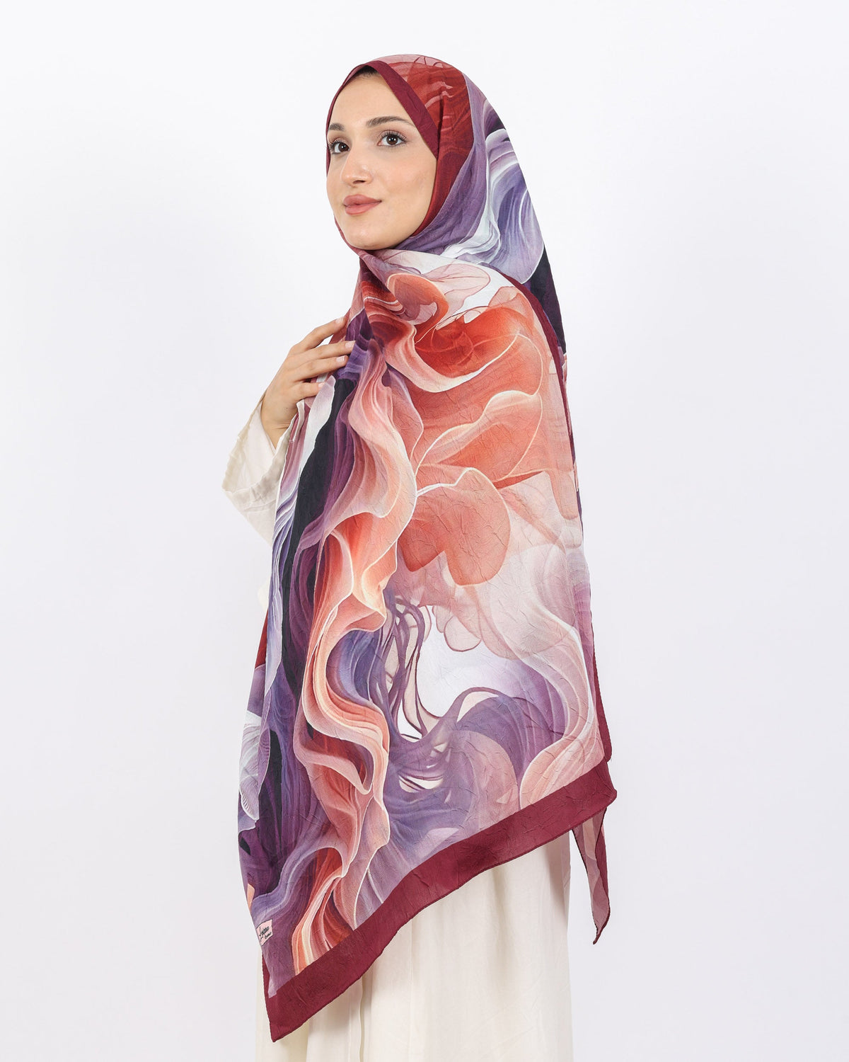 Soft Bambu Kraş Şal D052 Bordo, 75 × 185 cm şal – görsel 3