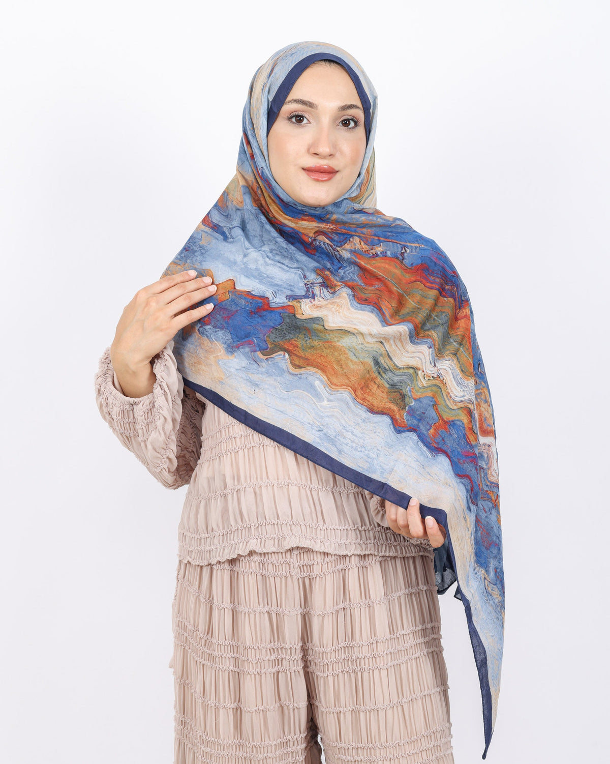 Soft Bambu Kraş Şal D045 Lacivert, 75 × 185 cm şal – görsel 3