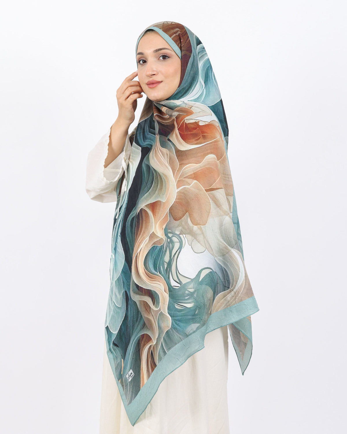 Soft Bambu Kraş Şal D052 Su Yeşili, 75 × 185 cm şal – görsel 3