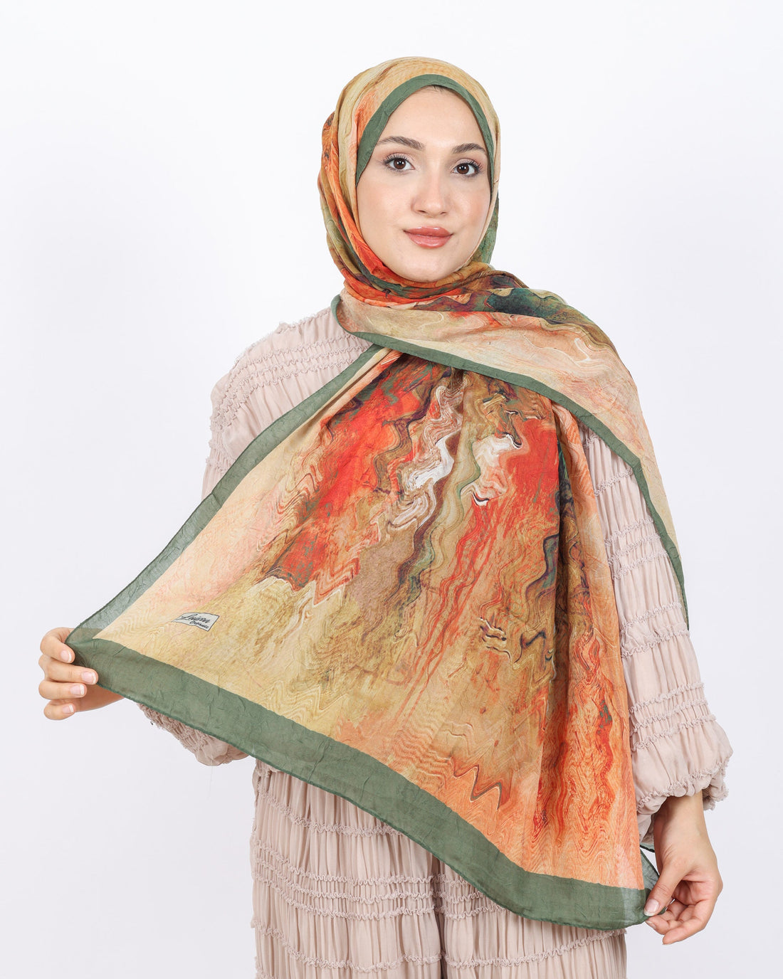 Soft Bambu Kraş Şal D045 Haki Yeşili, 75 × 185 cm şal – görsel 2