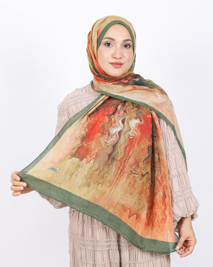 Soft Bambu Kraş Şal D045 Haki Yeşili, 75 × 185 cm şal – görsel 2