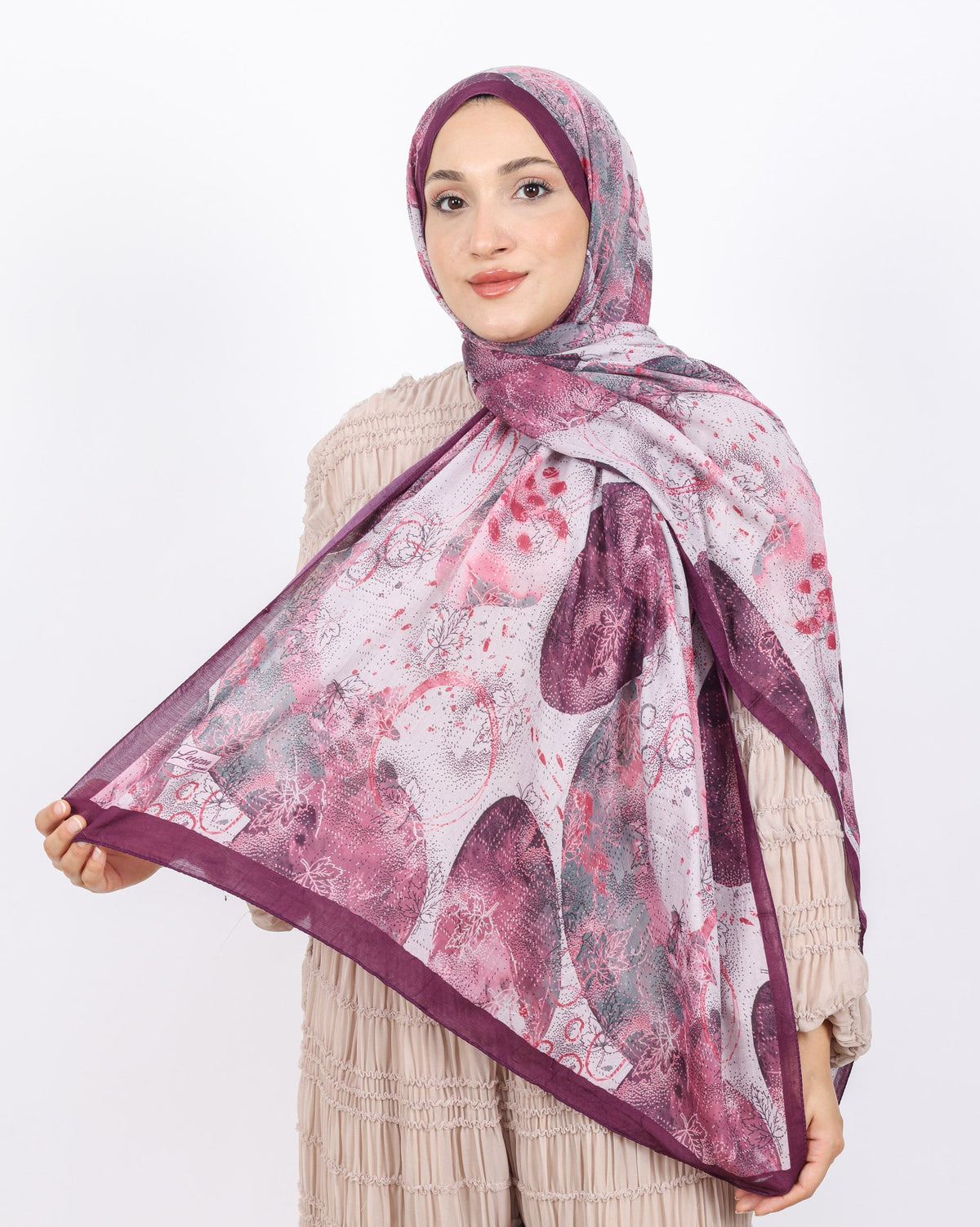 Soft Bambu Kraş Şal D046 Mürdüm, 75 × 185 cm şal – görsel 2