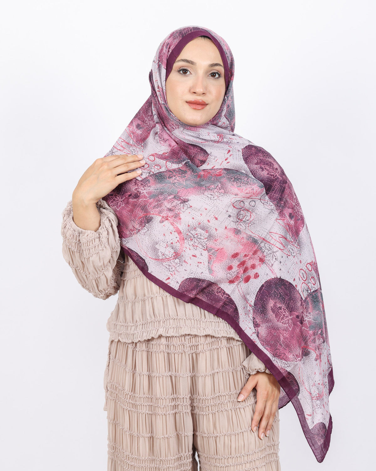 Soft Bambu Kraş Şal D046 Mürdüm, 75 × 185 cm şal – görsel 3