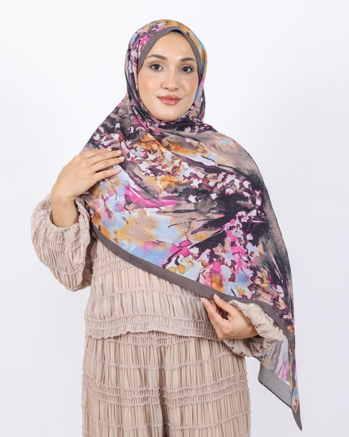 Soft Bambu Kraş Şal D051 Kahverengi, 75 × 185 cm şal – görsel 3