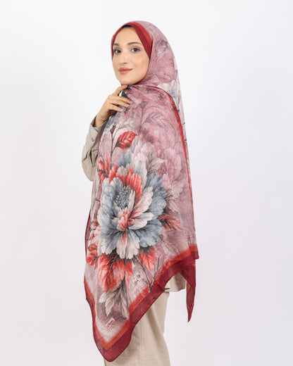 Soft Bambu Kraş Şal D041 Bordo, çiçekli desenli, 75 × 185 cm şal – görsel 3