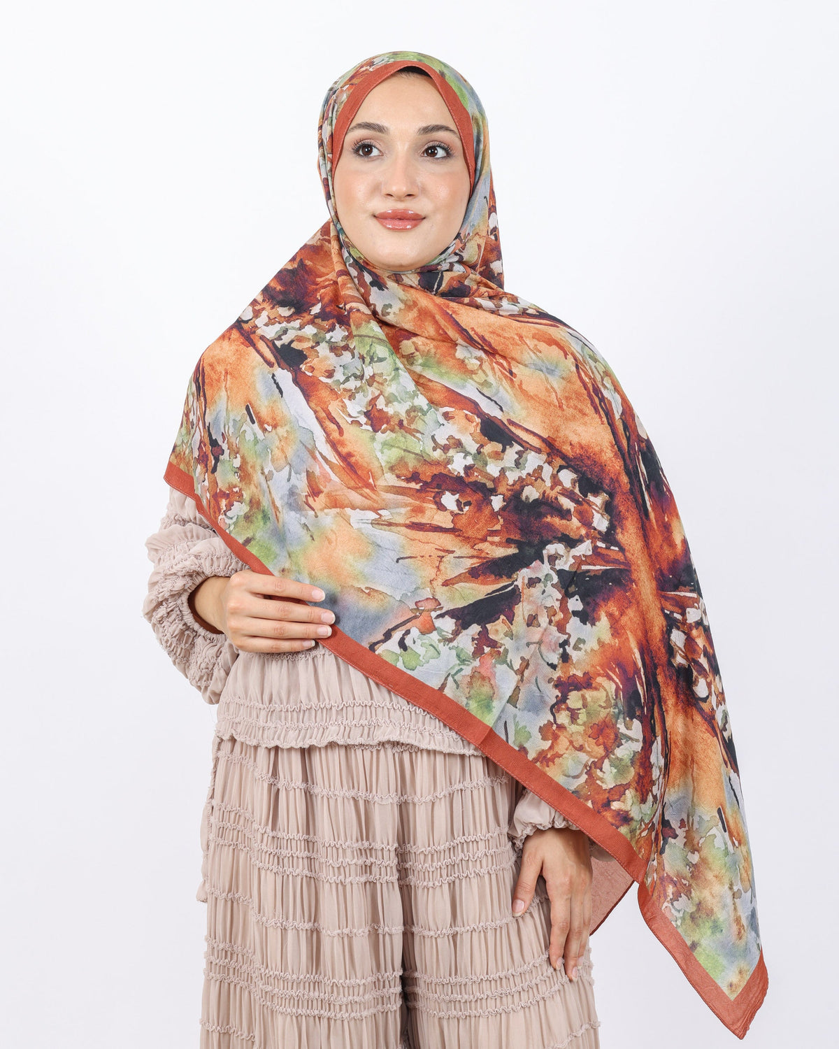 Soft Bambu Kraş Şal D051 Kiremit, 75 × 185 cm şal – görsel 1