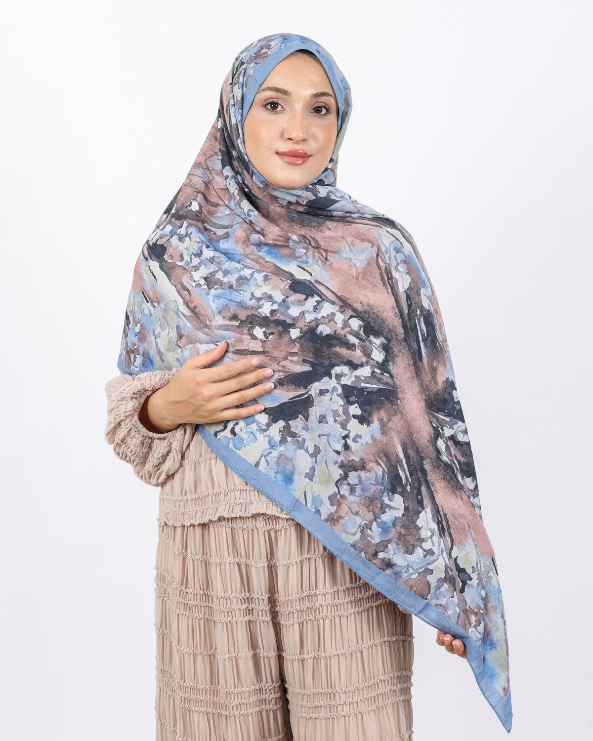Soft Bambu Kraş Şal D051 Mavi, 75 × 185 cm şal – görsel 2