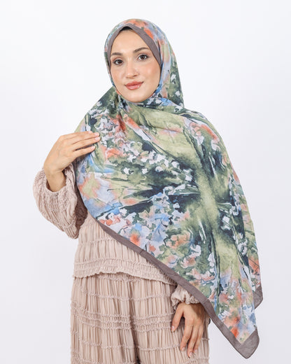 Soft Bambu Kraş Şal D051 Kahve-Yeşil, 75 × 185 cm şal – görsel 2