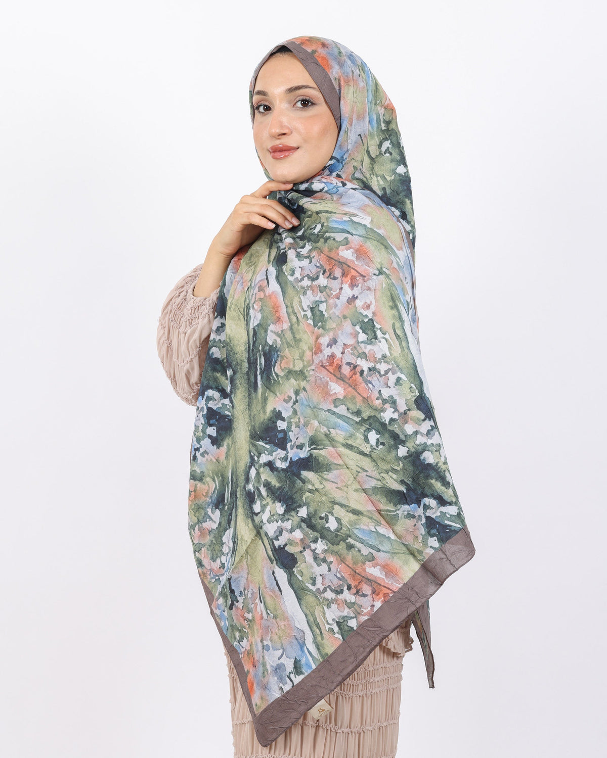 Soft Bambu Kraş Şal D051 Kahve-Yeşil, 75 × 185 cm şal – görsel 3