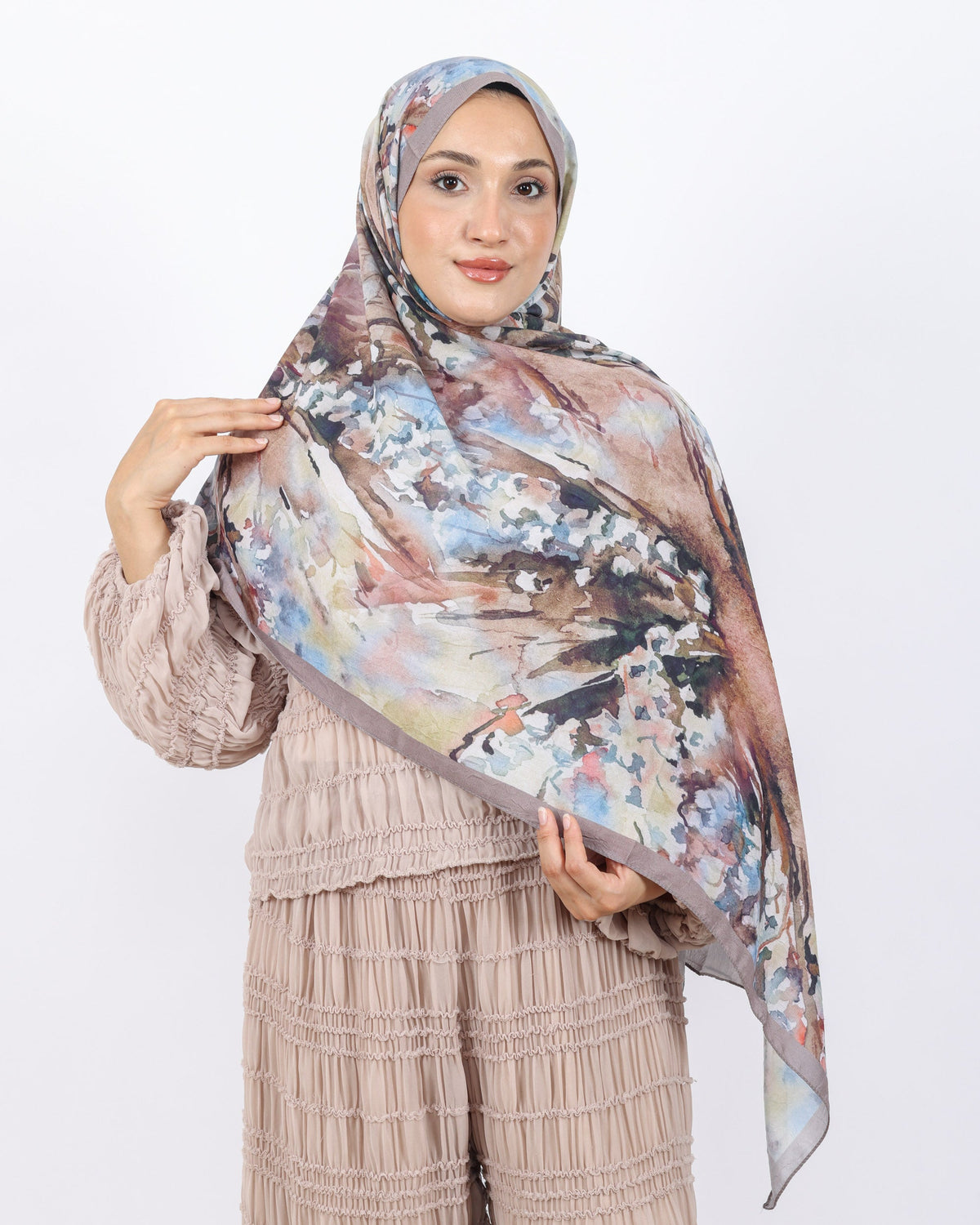 Soft Bambu Kraş Şal D051 Sütlü Kahve, 75 × 185 cm şal – görsel 1