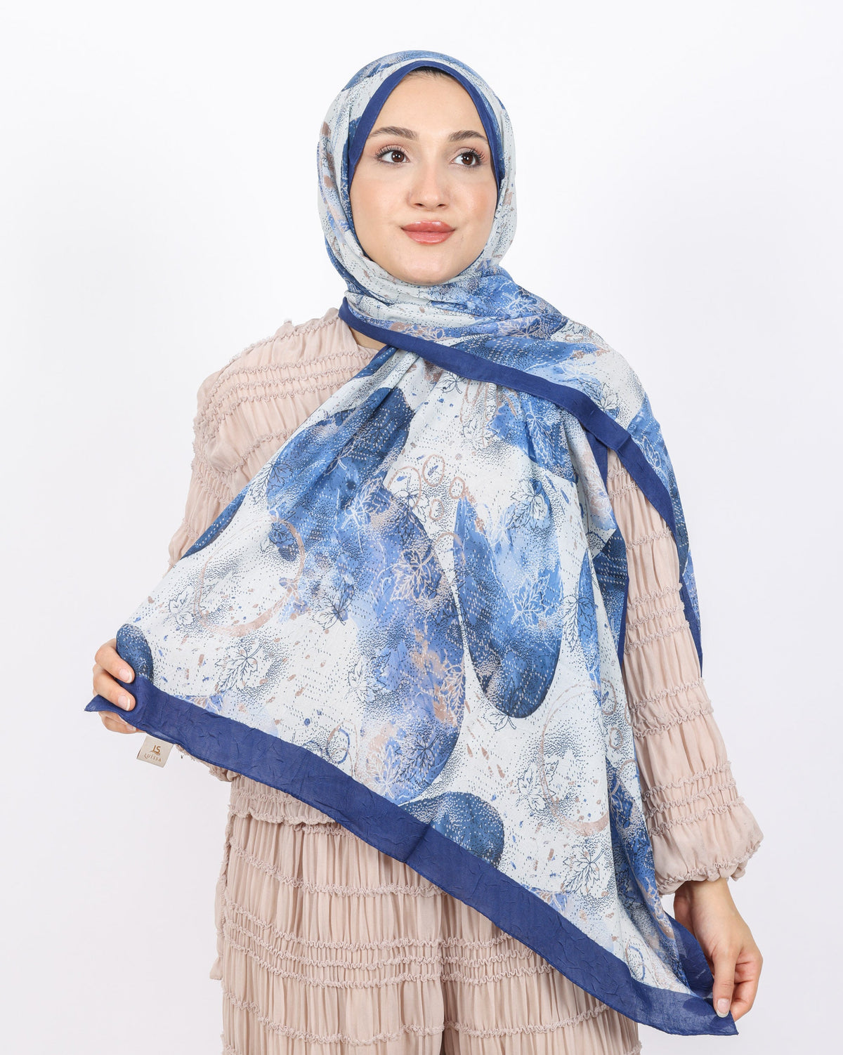 Soft Bambu Kraş Şal D046 Lacivert, 75 × 185 cm şal – görsel 1