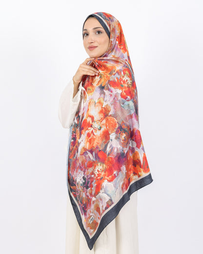 Soft Bambu Kraş Şal D053 Siyah, çiçekli desenli, 75 × 185 cm şal – görsel 3