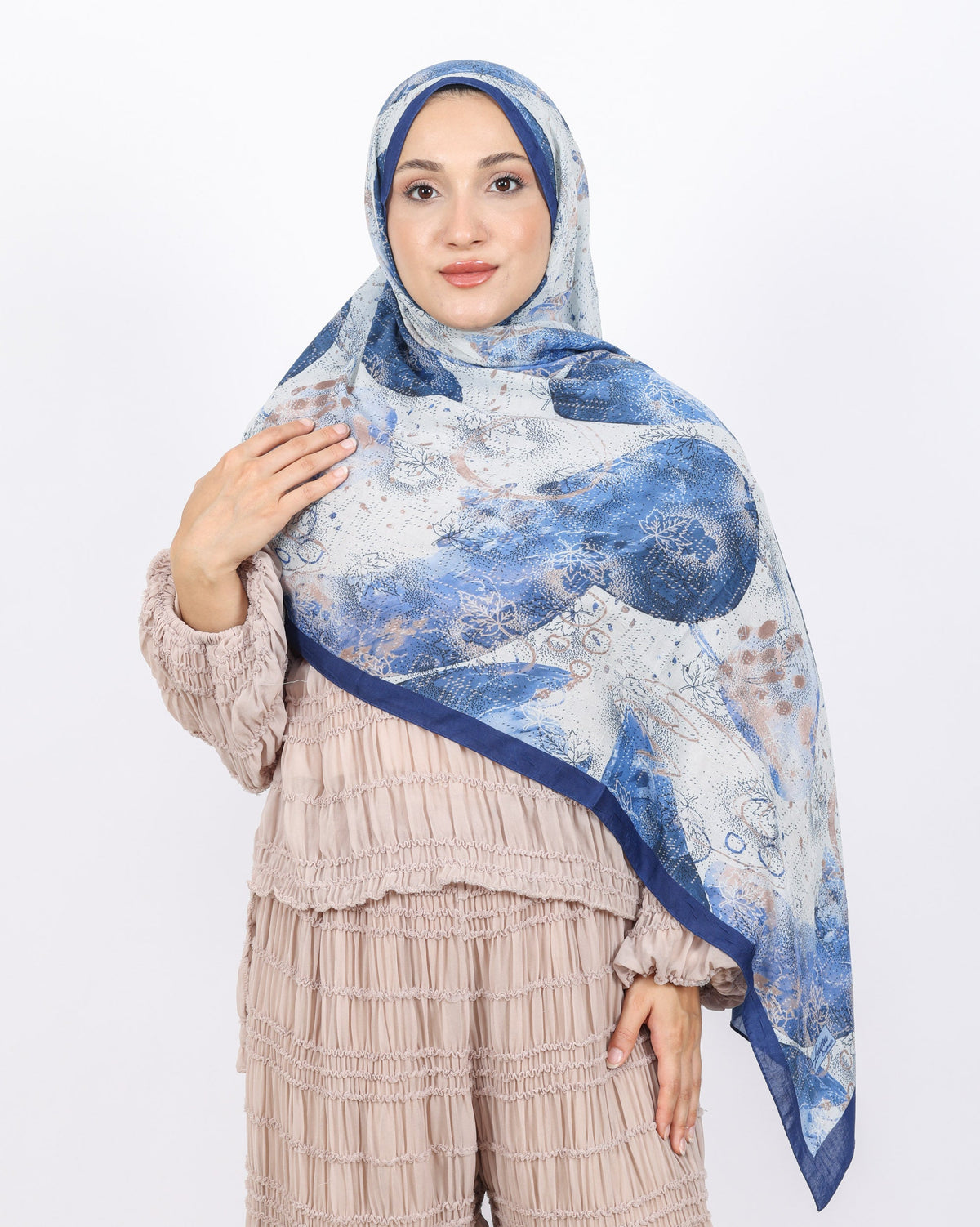 Soft Bambu Kraş Şal D046 Lacivert, 75 × 185 cm şal – görsel 2