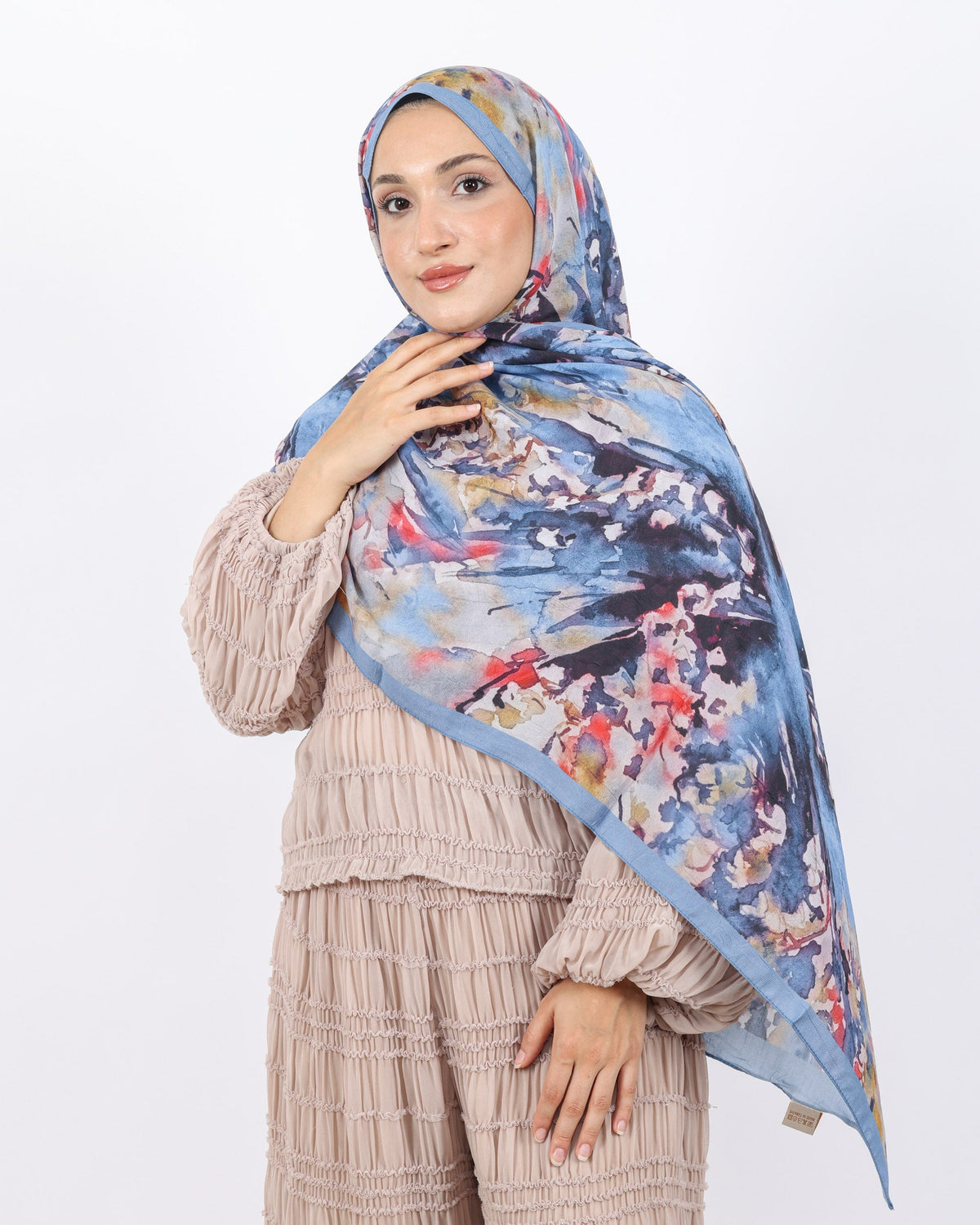 Soft Bambu Kraş Şal D051 İndigo Mavi, 75 × 185 cm şal – görsel 1