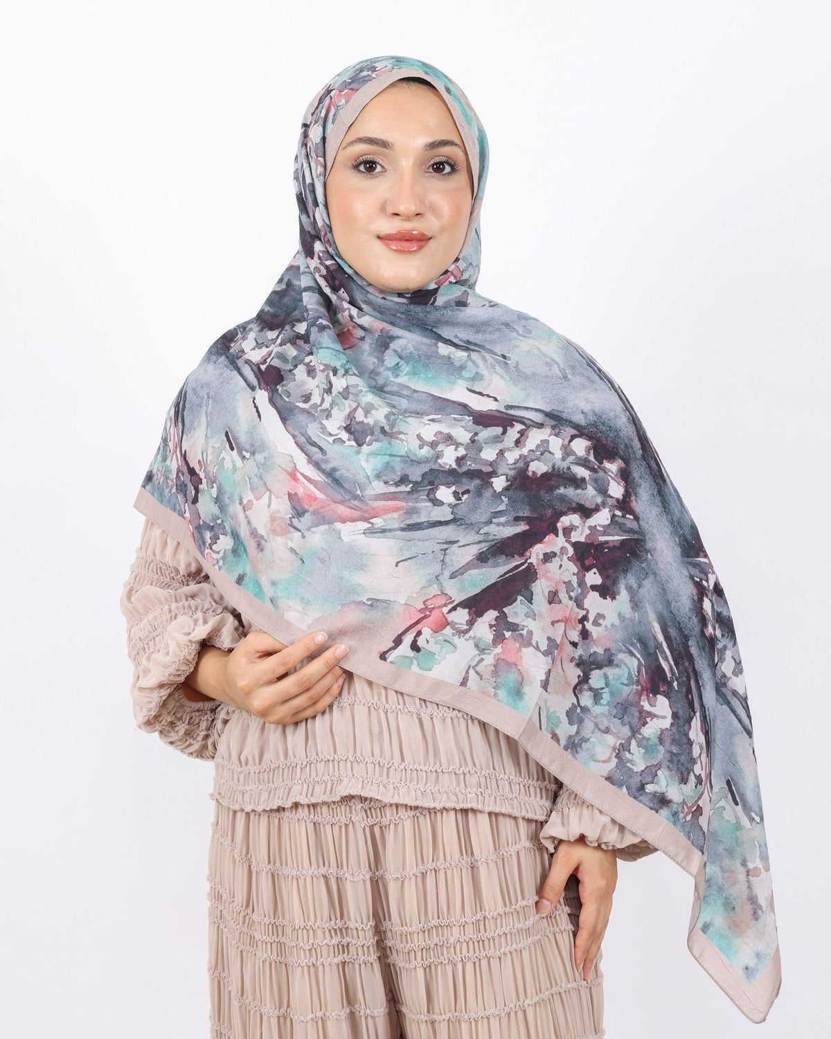 Soft Bambu Kraş Şal D051 Taş Rengi, 75 × 185 cm şal – görsel 2