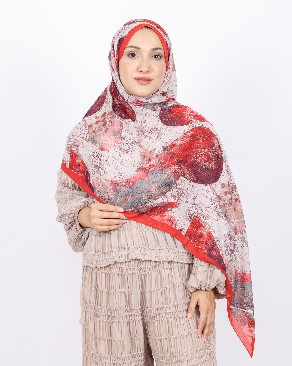 Soft Bambu Kraş Şal D046 Kırmızı, 75 × 185 cm şal – görsel 3